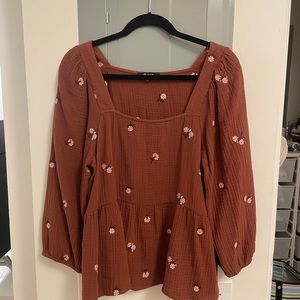 Madewell Babydoll Blouse Top Size Large